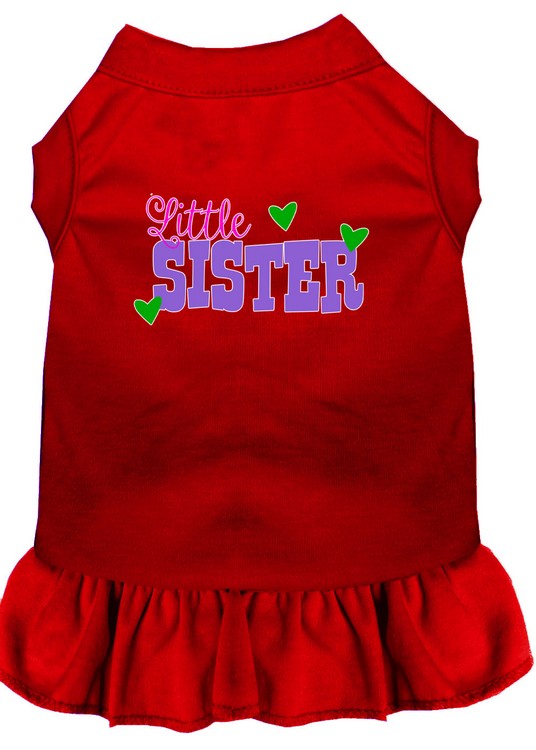 Little Sister Screen Print Dog Dress Red XS